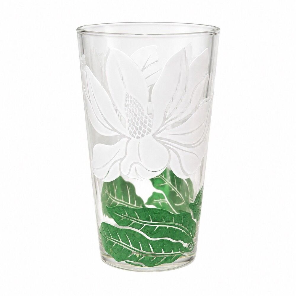 Vtg Mid-Century Swanky Swig Style Magnolia Flower Glass Tumbler Collectible